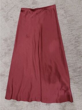 Zara Silk A-Line Skirt in Rust